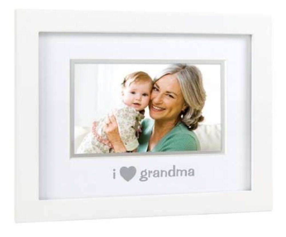 NEW Pearhead Sentiment Picture Frame I Love Grandma Metallic Silver Heart